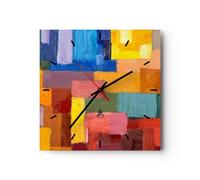 ARTTOR Orologio da Parete in Vetro astrazione moderna 40x40cm Piccolo Moderno Orologio da Muro Per Casa Cucina Soggiorno Silenzioso Wall Clock Decorazione Orologio da Appendere - C3AC40x40-3703