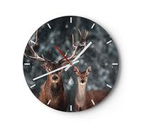 ARTTOR Orologio da Parete in Vetro Cervi renne caprioli 30x30cm Piccolo Moderno Orologio da Muro Per Casa Cucina Soggiorno Silenzioso Wall Clock Decorazione Orologio da Appendere - C3AR30x30-5060
