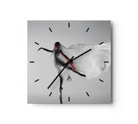 ARTTOR Orologio da Parete in Vetro Donna Danza Modello 30x30cm Piccolo Moderno Orologio da Muro Per Casa Cucina Soggiorno Silenzioso Wall Clock Decorazione Orologio da Appendere - C3AC30x30-5535