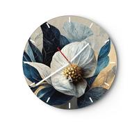 Orologio da Parete in Vetro 40x40cm Fiore Elegante Pezzo Moderno Silenzioso