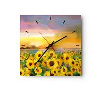 ARTTOR Orologio da Parete in Vetro girasoli fiori 40x40cm Piccolo Moderno Orologio da Muro Per Casa Cucina Soggiorno Silenzioso Wall Clock Decorazione Orologio da Appendere - C3AC40x40-3775
