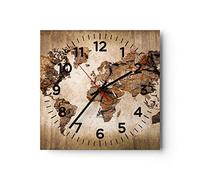 ARTTOR Orologio da Parete in Vetro mappa mondo moderno 40x40cm Piccolo Moderno Orologio da Muro Per Casa Cucina Soggiorno Silenzioso Wall Clock Decorazione Orologio da Appendere - C4AC40x40-3590