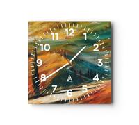 ARTTOR Orologio da Parete in Vetro Paesaggio Toscana Viaggi 30x30cm Piccolo Moderno Orologio da Muro Per Casa Cucina Soggiorno Silenzioso Wall Clock Decorazione Orologio da Appendere - C4AC30x30-5411