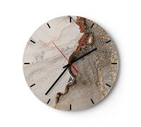 ARTTOR Orologio da Parete in Vetro Pietra sabbia astrazione 40x40cm Piccolo Moderno Orologio da Muro Per Casa Cucina Soggiorno Silenzioso Wall Clock Decorazione Orologio da Appendere - C3AR40x40-4778