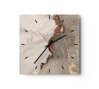 ARTTOR Orologio da Parete in Vetro Pietra sabbia astrazione 40x40cm Piccolo Moderno Orologio da Muro Per Casa Cucina Soggiorno Silenzioso Wall Clock Decorazione Orologio da Appendere - C3AC40x40-4778