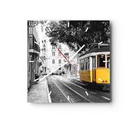 ARTTOR Orologio da Parete in Vetro Retrò Tram Architettura 40x40cm Piccolo Moderno Orologio da Muro Per Casa Cucina Soggiorno Silenzioso Wall Clock Decorazione Orologio da Appendere - C3AC40x40-5302