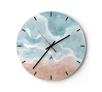 ARTTOR Orologio da Parete in Vetro Spiaggia Paesaggio Mare 40x40cm Piccolo Moderno Orologio da Muro Per Casa Cucina Soggiorno Silenzioso Wall Clock Decorazione Orologio da Appendere - C3AR40x40-5952
