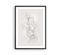 Decorativi Stampa da Parete 50x70cm Poster da Parete Linea singola uomo donna Cucina Decorazione Murale Wall Art Cornice Nera Quadri Moderni Soggiorno Camera da Letto Immagini - P2BPA50x70-4629