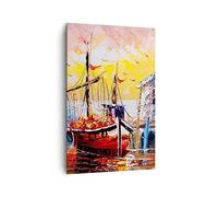 ARTTOR Quadri Moderni su Tela 80x120 cm Verticale Marino Paesaggi - 3435 | Barca Vela Mare Quadro Decorativo Grande Soggiorno Camera da Letto Decorazione da Parete Arte da Parete ARTTOR