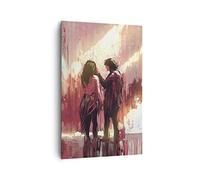 Quadro su Tela Verticale 80x120cm Stampe da Parete Coppia artistico illustrazione amante Grandi Decorazione Murale Camera da Letto 1 pezzo Quadri Moderni Soggiorno Immagini Wall Art PA80x120-3198