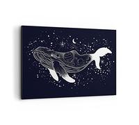 ARTTOR Quadro su Tela 120x80 cm Stampe da Parete Bianco e Nero Bambini 4870 | Balena E Nero Quadro Decorativo Grande XXL 1 pezzo Soggiorno Camera da Letto Arte da Parete Decorazione da Parete ARTTOR