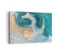ARTTOR Stampe da Parete Moderne 100x70 cm Quadro su Tela Astratto - 4969 | Turchese Sfondo D'oro Quadro Decorativo Grande 1 pezzo Soggiorno Camera da Letto Arte da Parete Decorazione da Parete ARTTOR