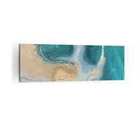 Quadro su Tela 160x50cm Sfondo dorato turchese Stampe Immagini Quadri Murale