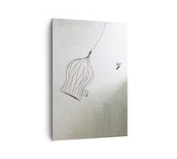 Quadro su Tela 70x100cm Volo uccello gabbia Stampe Immagini Quadri Murale