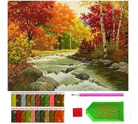ARTULIO Diamond Painting Kit Completo - Fiume attraverso bosco autunnale - 30x40cm - Pittura Diamante Fai da Te, Decorazione per Casa e Pareti