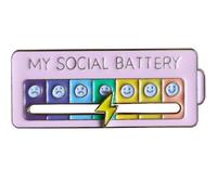 Arturbo Cute Cool My Social Battery Slider Smalto Rosa Pastello Emozionale Umore Divertente Introverto Spille da bavero per Borse Zaini Cappelli Regali Decorazione, Pastello., Normale
