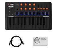 Arturia MiniLab 3 Compact MIDI Keyboard and Pad Controller | Pacchetto arancione con cavo MIDI da 1,8 m + panno di pulizia in microfibra (3 pezzi)