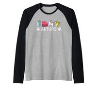 Arturo Cane Personalizzato Nome Arturo Pet Lover Maglia con Maniche Raglan