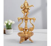 Artvarko Statua di Ganesha danzante in ottone Dio Ganesh idolo lampada a olio Diya fatta a mano decorazione per la casa per Puja decorativa Diwali Deepak regalo Mandir 20 cm