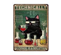 ARTWALLURE Divertente cartello da bar "Technically Alcohol is a Solution", decorazione in metallo per pub, taverna e grotta degli uomini, 30,5 x 40,6 cm