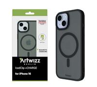 Artwizz IcedClip + Charge Cover Compatibile con iPhone 16 - Design Opaco, Retro Soft Touch, Custodia Antiurto, Nero Notte