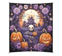 Artwork Del Tempio Della Zucca Di Halloween Tenda da Spiaggia Riparo Solare per Campeggio,Facile da Montare,Portatile con Sacchi di Sabbia per Pesca e Picnic all'Aperto