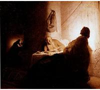 ARTXLXXBN Arte Murale Su Tela la cena di Emmaus Cristo appare ai pellegrini seduti a tavola in una locanda di Emmaus. di Rembrandt Van Rijn per la Decorazione Domestica dell'ufficio 60x90cm