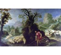 ARTXLXXBN Arte Murale Su Tela Poster Con Stampa Jacob colocando las varas peladas ante los rebaños de Labán por Bartolomé Esteban Murillo per la Decorazione Domestica dell'ufficio 60x90cm
