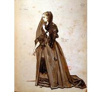 ARTXLXXBN Dipinti Famosi Arte Murale Su Tela Poster Con Stampa Diseño de Vestuario para el Papel de Dona Elvire en un por Achille Devéria per la Decorazione Domestica dell'ufficio 60x90cm