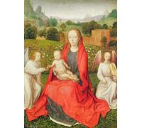ARTXLXXBN Dipinti Famosi Arte Murale Su Tela Poster Con Stampa La Virgen y el Niño entre dos ángeles de Hans Memling per la Decorazione Domestica dell'ufficio 60x90cm
