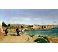 ARTXLXXBN Dipinti Famosi Arte Murale Su Tela Poster Con Stampa Paseos a caballo en Antibes por Jean Louis Ernest Meissonier per la Decorazione Domestica dell'ufficio 60x90cm
