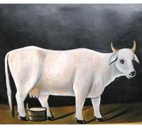 ARTXLXXBN Dipinti Famosi Arte Murale Su Tela Poster Con Stampa Vaca blanca sobre fondo negro de Niko Pirosmani per la Decorazione Domestica dell'ufficio 60x90cm