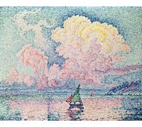ARTXLXXBN Dipinti Famosi Painting Quadri Tela Stampe Su Tela Animali Antibes la nube rosa de Paul Signac per Decorazioni per la Casa 60x90cm