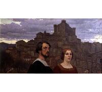 ARTXLXXBN Dipinti Famosi Painting Quadri Tela Stampe Su Tela Animali Autorretrato con la esposa del artista ante Anticoli Corrado por Edward Okun per Decorazioni per la Casa 60x90cm