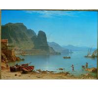 ARTXLXXBN Dipinti Famosi Painting Quadri Tela Stampe Su Tela Animali C Morning Star Terracina con Fish Rock de Carl Morgenstern per Decorazioni per la Casa 60x90cm