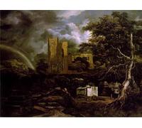 ARTXLXXBN Dipinti Famosi Painting Quadri Tela Stampe Su Tela Animali el cementerio judío de Jacob Van Ruisdael per Decorazioni per la Casa 60x90cm