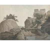 ARTXLXXBN Dipinti Famosi Painting Quadri Tela Stampe Su Tela Animali Fakir's Rock en Sultanganj en el río Ganges por un artista famoso per Decorazioni per la Casa 60x90cm