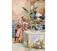 ARTXLXXBN Dipinti Famosi Painting Quadri Tela Stampe Su Tela Animali Fuente con hombre y cigüeña de Rudolf Ernst per Decorazioni per la Casa 60x90cm