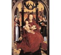 ARTXLXXBN Dipinti Famosi Painting Quadri Tela Stampe Su Tela Animali La Virgen y el Niño entronizados con dos ángeles musicales de Hans Memling per Decorazioni per la Casa 60x90cm