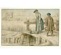 ARTXLXXBN Dipinti Famosi Painting Quadri Tela Stampe Su Tela Animali Paisaje de invierno con una mujer de Hendrick Avercamp per Decorazioni per la Casa 60x90cm