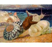 ARTXLXXBN Dipinti Famosi Painting Quadri Tela Stampe Su Tela Animali Pelea de caracoles Leo Putz per Decorazioni per la Casa 60x90cm