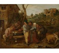 ARTXLXXBN Dipinti Famosi Painting Quadri Tela Stampe Su Tela Animali Pelea de granjeros de Adriaen Brouwer per Decorazioni per la Casa 60x90cm