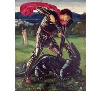 ARTXLXXBN Dipinti Famosi Painting Quadri Tela Stampe Su Tela Animali San Jorge y el dragón de Edward Burne Jones per Decorazioni per la Casa 60x90cm