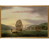 ARTXLXXBN Dipinti Famosi Painting Quadri Tela Stampe Su Tela Animali una fragata un lugre y un buque mercante en el puerto de Dartmouth por Luny per Decorazioni per la Casa 60x90cm