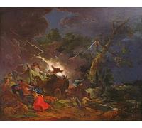ARTXLXXBN Dipinti Famosi Poster Parete Quadri Murale Tela Campesinos sorprendidos por una tormenta de Philippe Jacques De Loutherbourg per la Decorazione Della Parete 60x90cm