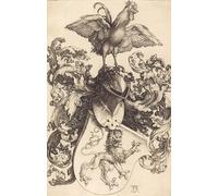 ARTXLXXBN Dipinti Famosi Poster Parete Quadri Murale Tela Escudo de armas con un león y unde Alberto Durero per la Decorazione Della Parete 60x90cm