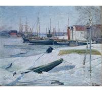 ARTXLXXBN Dipinti Famosi Poster Parete Quadri Murale Tela Invierno en el puerto del fiordo de Oslo por Fritz Thaulow per la Decorazione Della Parete 60x90cm