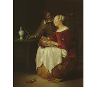 ARTXLXXBN Dipinti Famosi Poster Parete Quadri Murale Tela la encajera de Gabriel Metsu per la Decorazione Della Parete 60x90cm