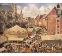 ARTXLXXBN Dipinti Famosi Poster Parete Quadri Murale Tela La feria de Dieppe Mañana soleada de Camille Jacob Pissarro per la Decorazione Della Parete 60x90cm