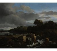 ARTXLXXBN Dipinti Famosi Poster Parete Quadri Murale Tela Paisaje con cascada de Jacob Van Ruisdael per la Decorazione Della Parete 60x90cm
